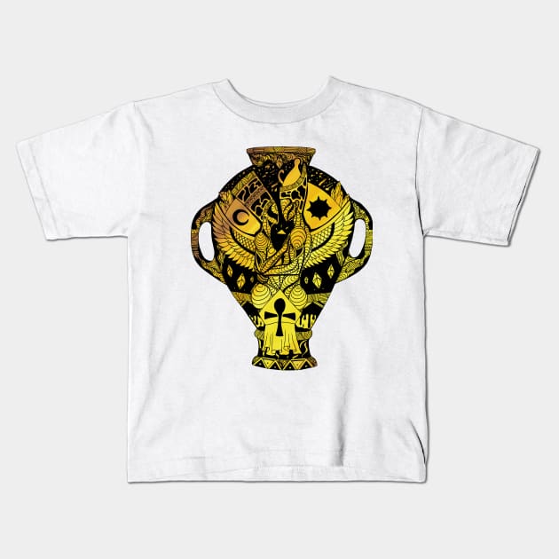 Gold Divine Lovers Amphora Kids T-Shirt by kenallouis